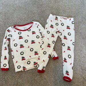 Kyte Baby Christmas Pajamas Set Long Sleeve size 3T wreath tree white red